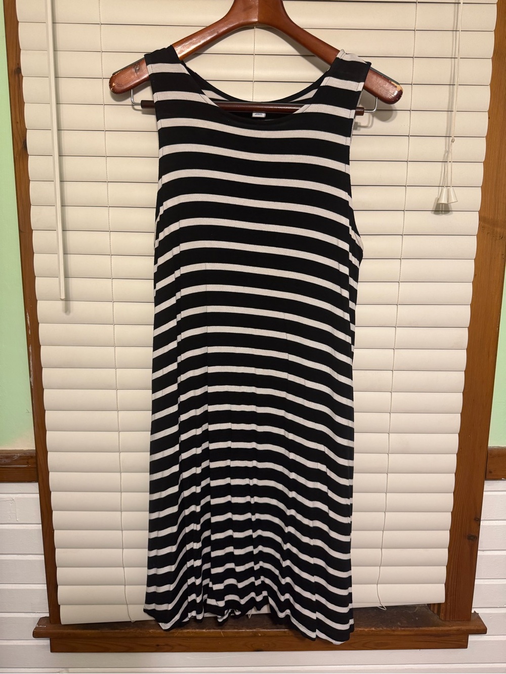 Old Navy Black and White Striped Sleeveless Swing Dress